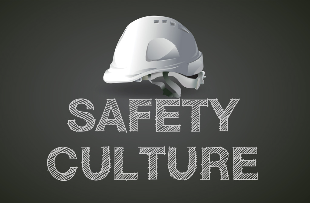 White helmet with safety culture text