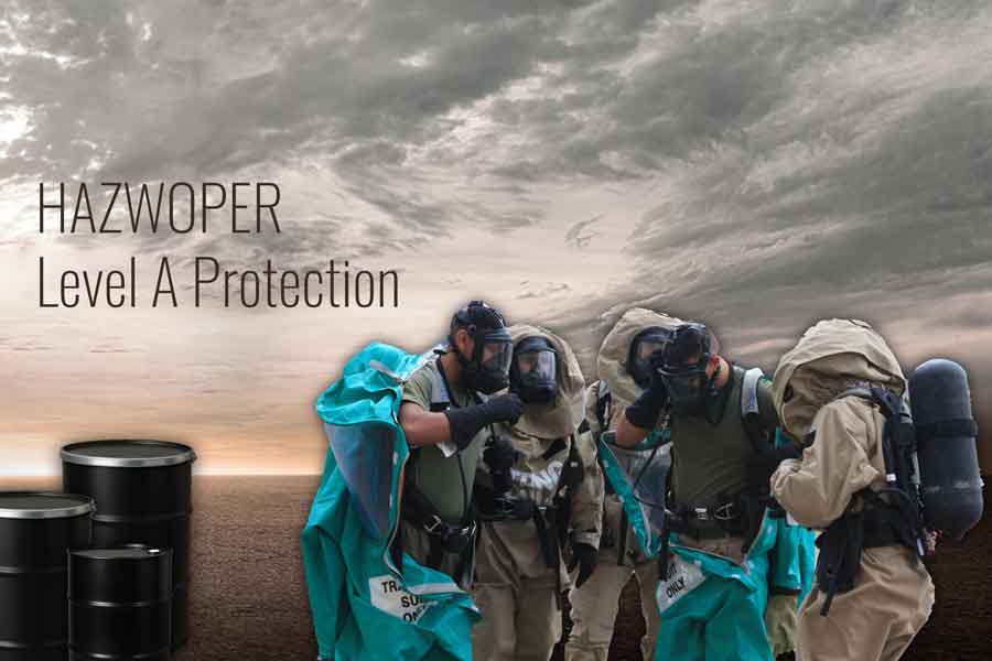 Hazardous material protection gear displayed.