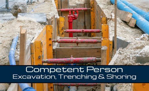 Excavation site with safety equipment