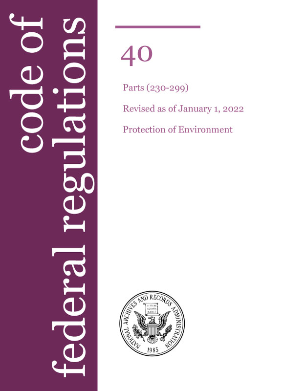 Federal regulations document cover page