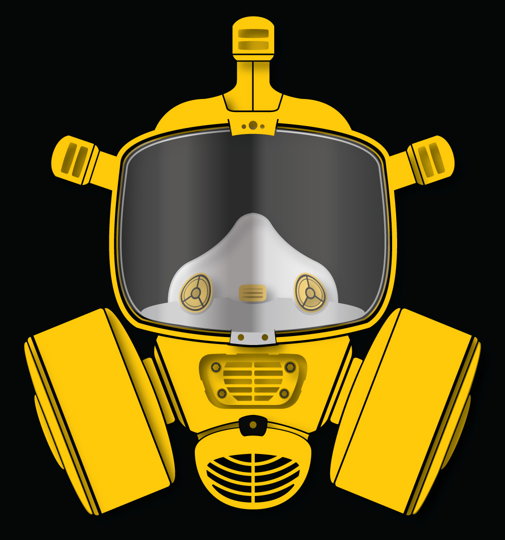 Yellow full-face respirator illustration