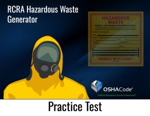 Person in protective gear with warning sign