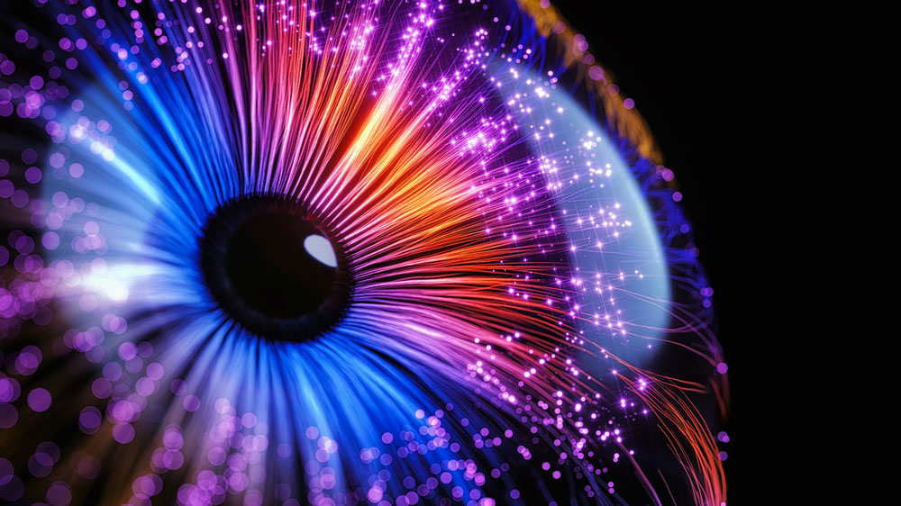 Colorful, abstract eye with sparkles