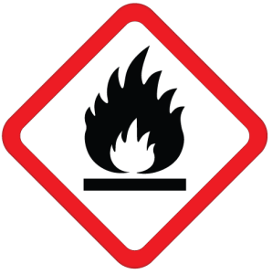 Flammable hazard symbol with flames