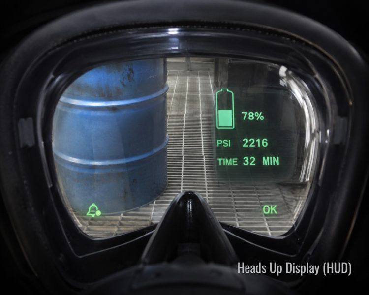 Digital readout in helmet visor