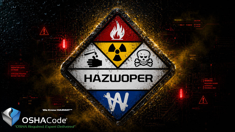 HAZWOPER placard on rusty background