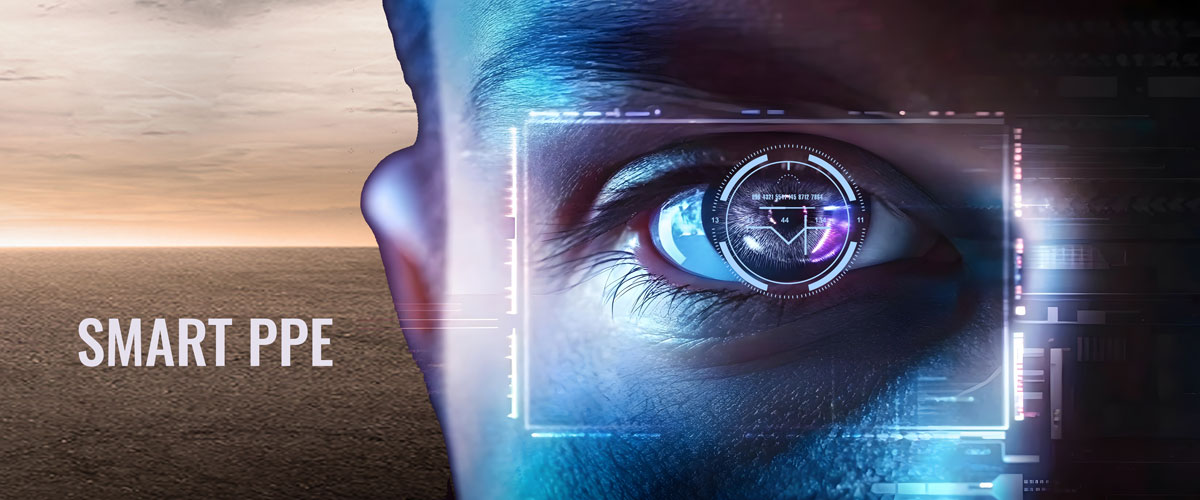 Futuristic eye with digital interface
