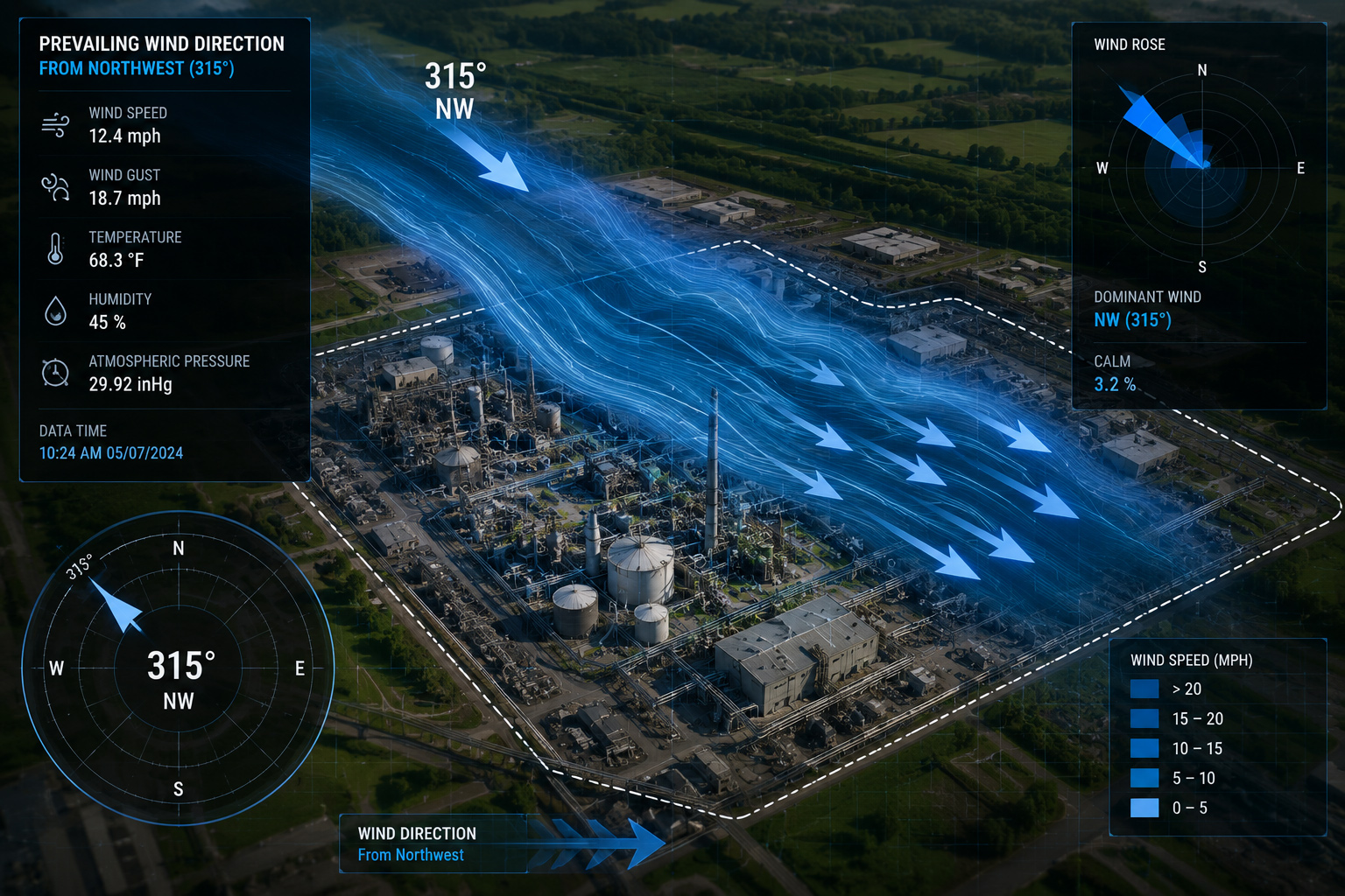 Wind direction and speed data visualization