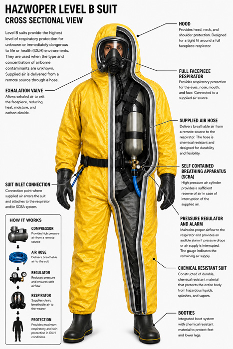 Cross section look at HAZWOPER Level B PPE