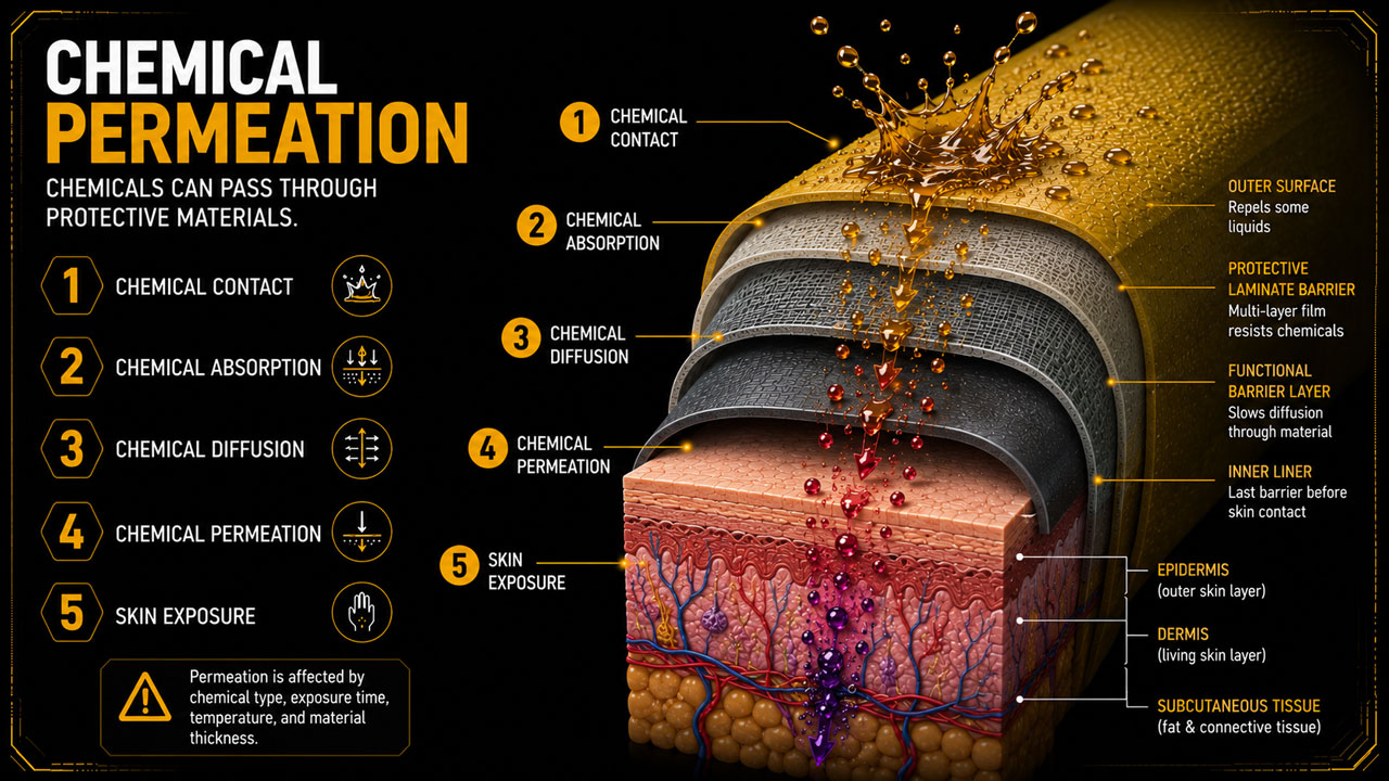 Chemical Permeation thru Protective Suit and Into Skin